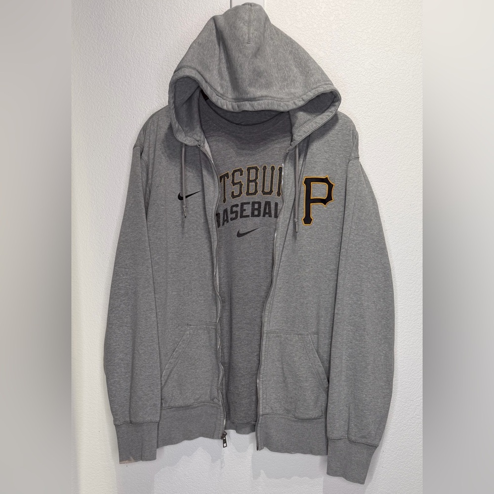 Nike Grey Pittsburgh Baseball (XXL) Hoodie and Tee Shirt (L)